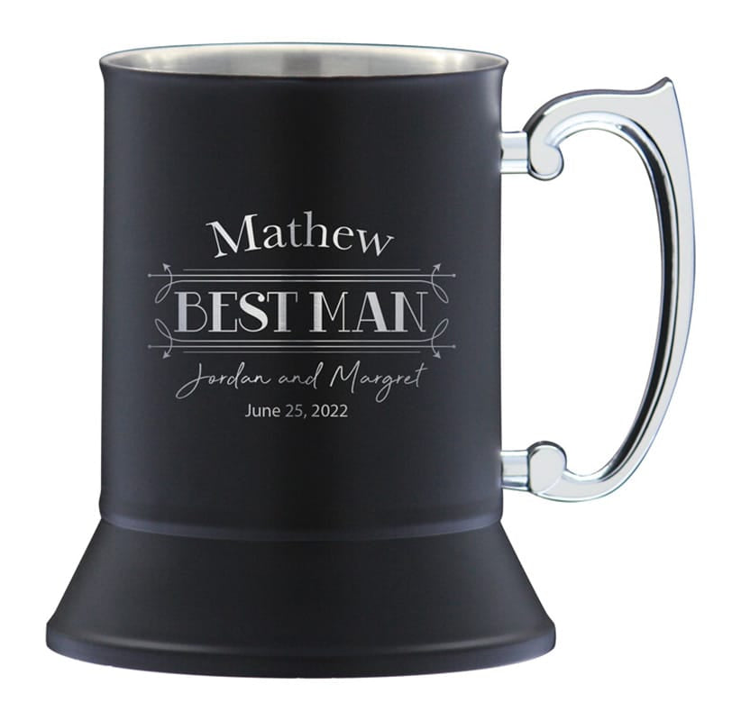 16 oz Double Wall Tankard, Stainless Steel Matte Black