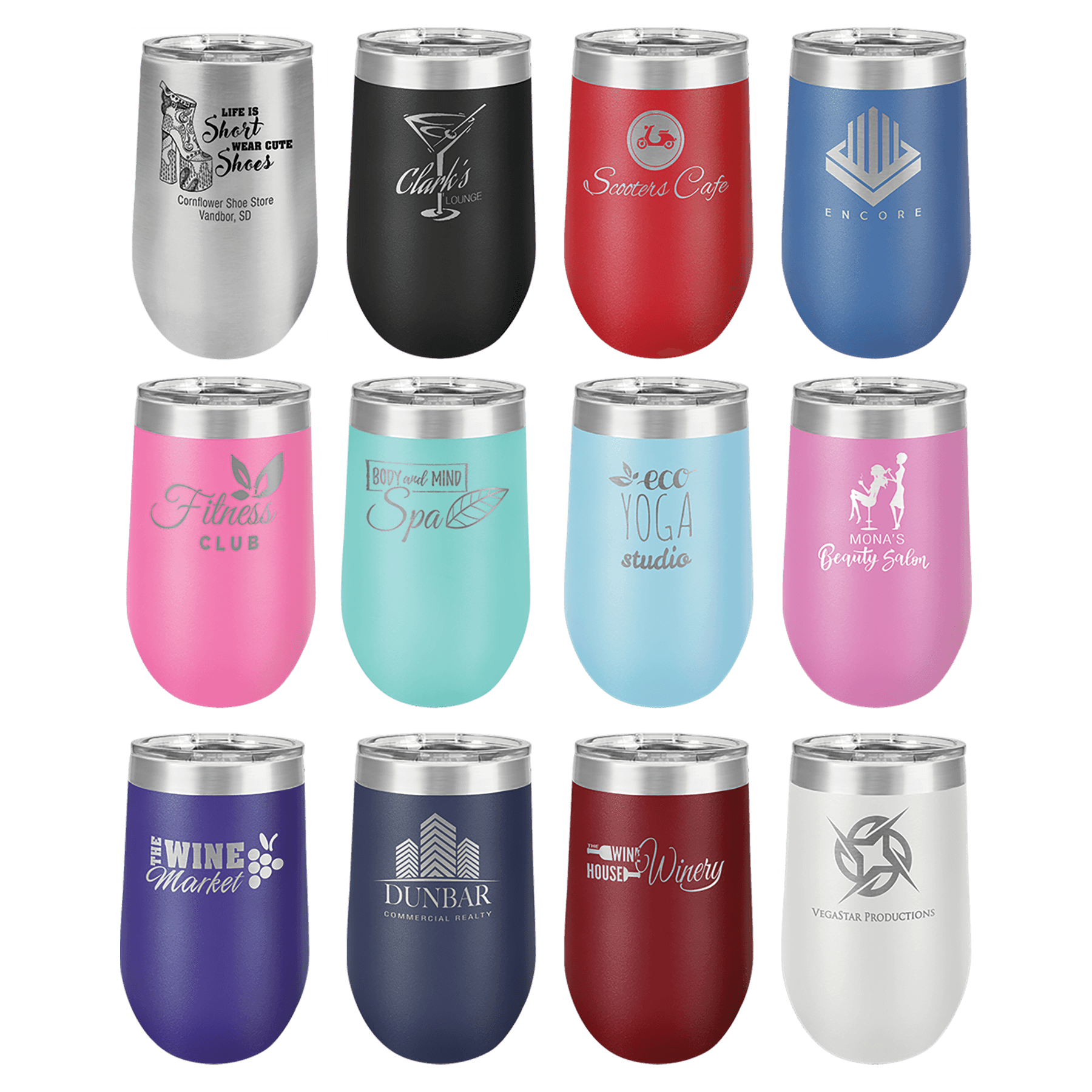 16 oz. Stemless Wine Tumbler with Standard Lid (all colors) PC Trophies & Awards SGA Grp - Giftware