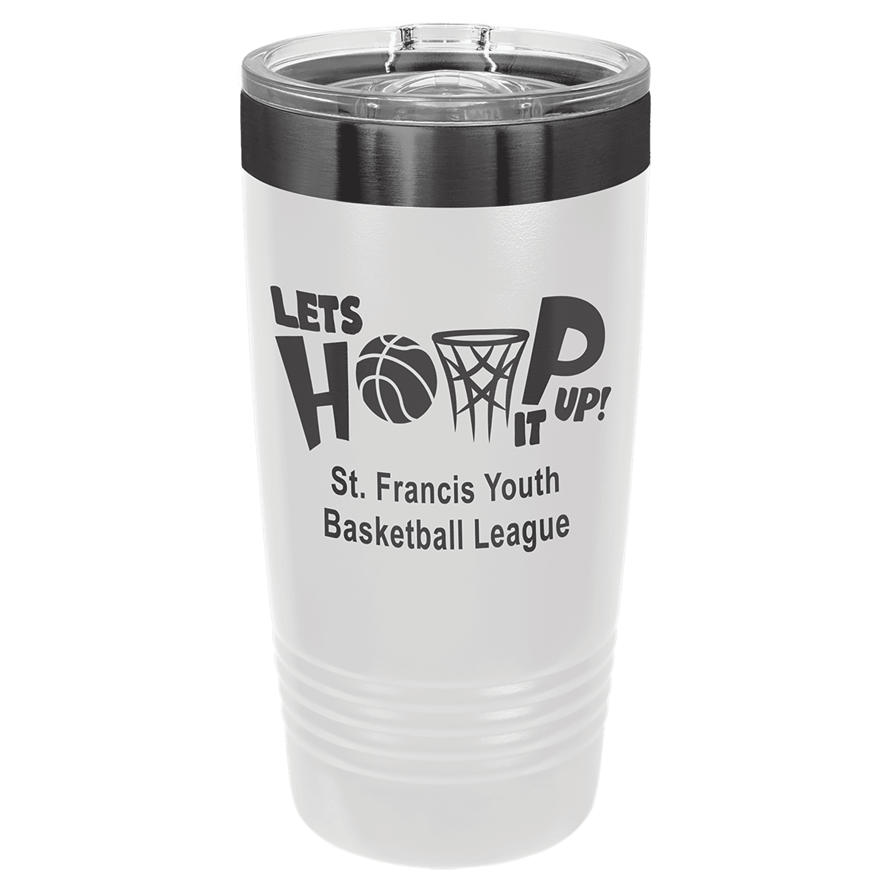 20 oz WHT/GHST BLK w/slider PC Trophies & Awards SGA Grp - Giftware