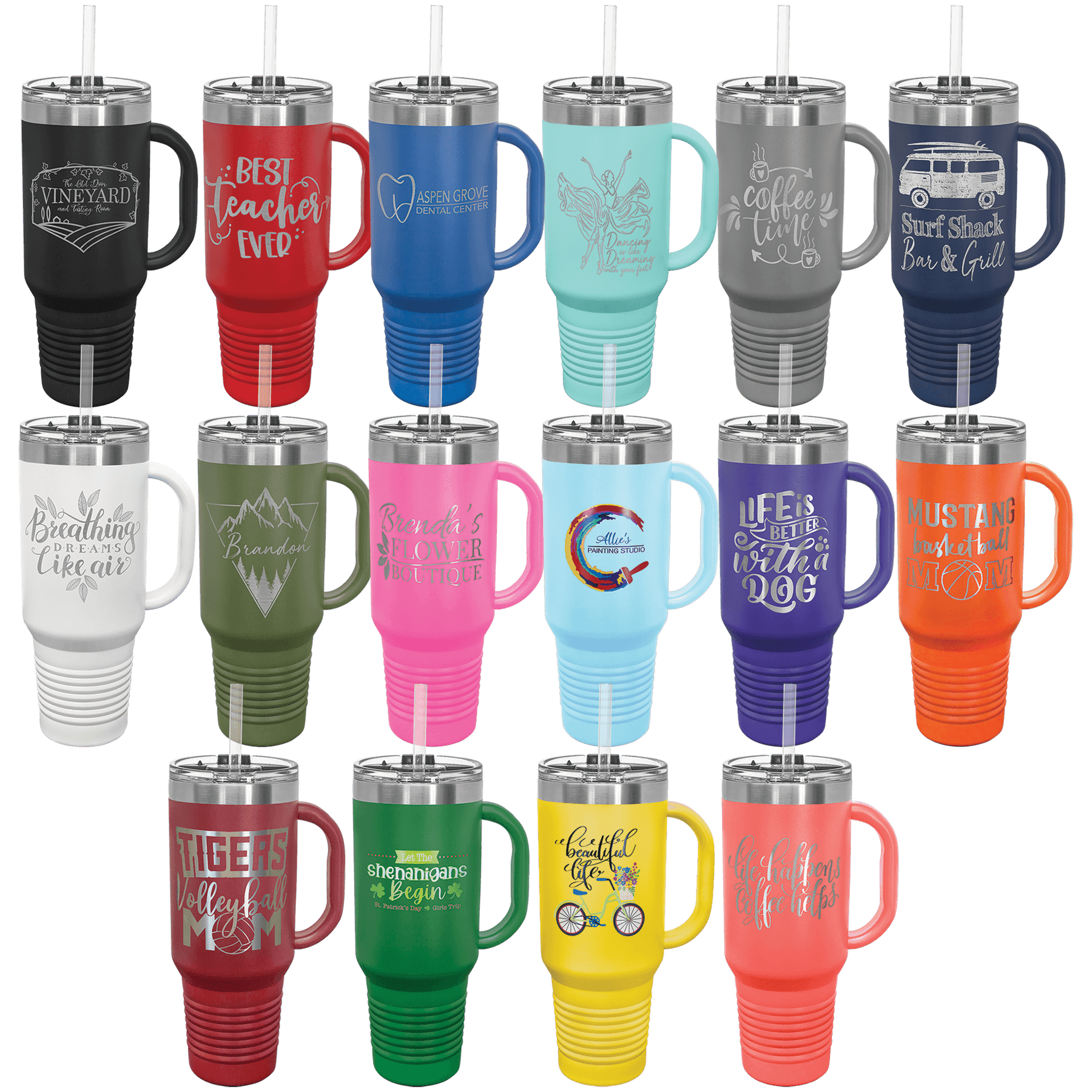 40 oz. Travel Mug with Snap Lid & Straw (all colors) PC Trophies & Awards SGA Grp - Giftware