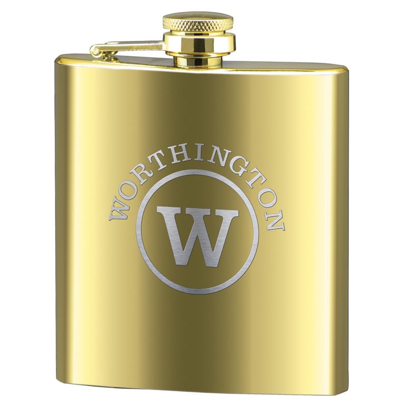 6 oz Flask, Stainless Steel Gold Finish