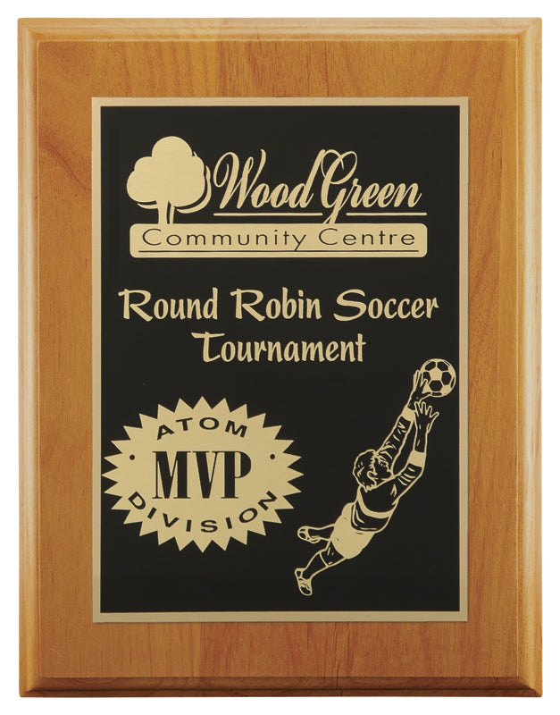 Alder with a Laser Engraved Plate Plaque