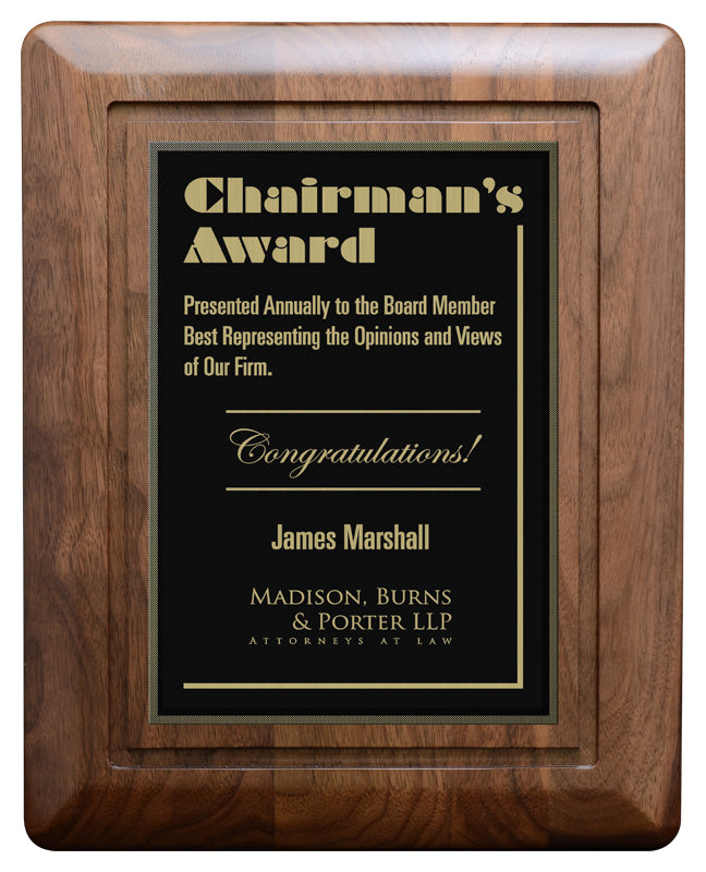 Round Edge with a Laser Engraved Plate Plaque