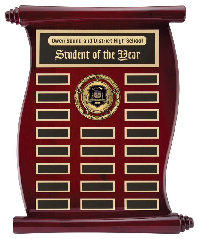 Rosewood Scroll Annual Plaque