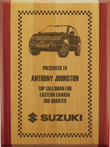 Alder & Rosewood Laser Engraved Plaque