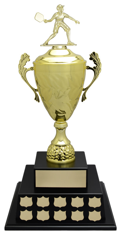 Avellino Cup w/Figure - Black Satin Base - Black Satin/Gold