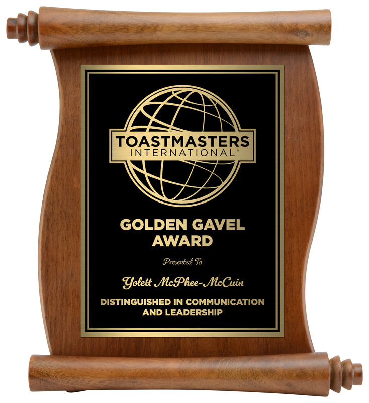 Walnut Finish Scroll with a Laser Engraved Plate Plaque