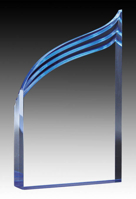 Clear Acrylic Wave with Blue Bottom Acrylic Award – view 3