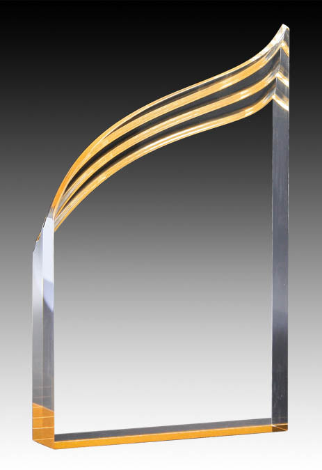 Clear Acrylic Wave with Gold Bottom Acrylic Award – view 3