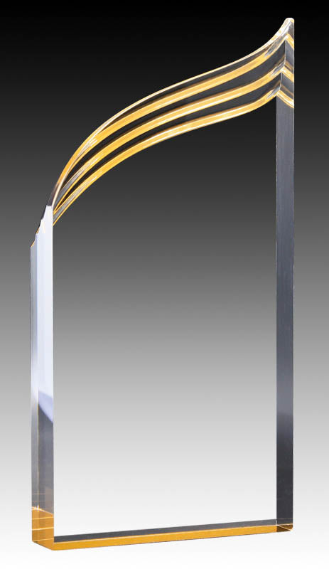 Clear Acrylic Wave with Gold Bottom Acrylic Award – main view