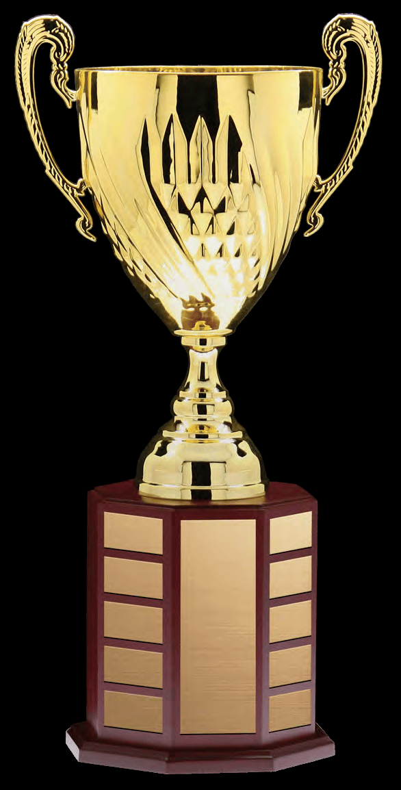 Annual Cup, Gold w/Handles on 2 Tier Mahogany Finish Base 21