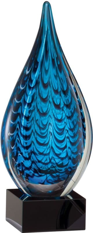 Art Glass Award - Blue Wave Tear Drop (A3865) Art Glass Discount Trophy