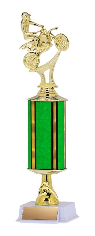 Aurora Series Trophy with Wide Column and Star Riser on White base, 14