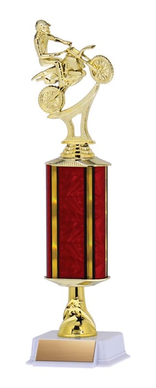 Aurora Series Trophy with Wide Column and Star Riser on White base, 14
