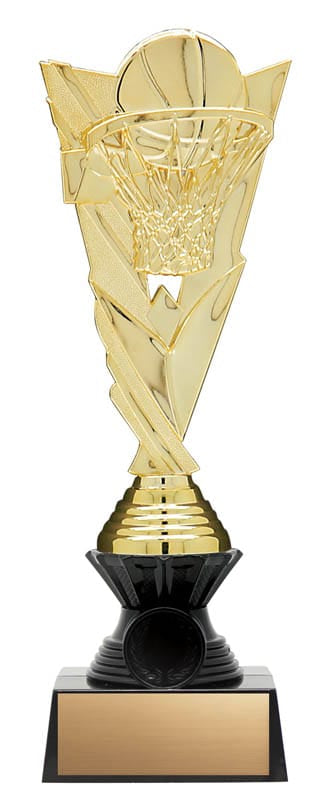 Basketball Trophy with Black Riser, Victory Series, Gold, 10 1/2