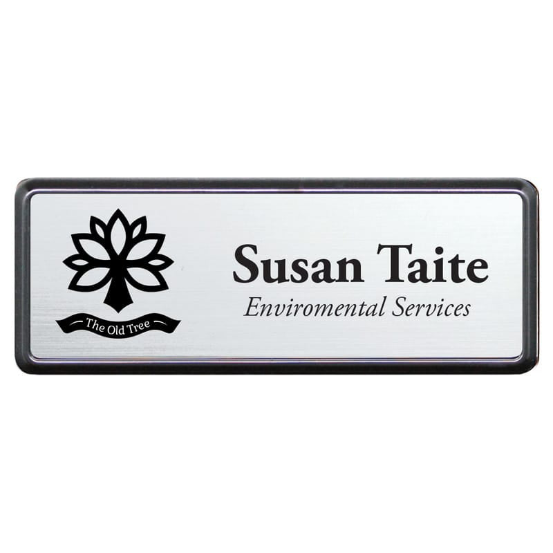 Contempo Series Rectangle Name Badge with Magnet Back Hardware, 3 1/4