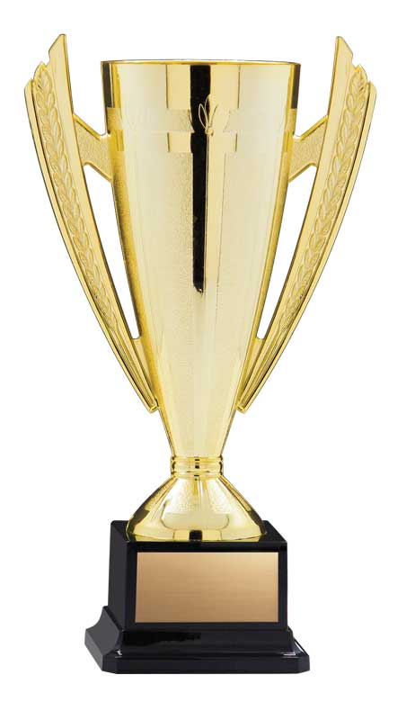 Victory Series Gold Plastic Cup on Black Square Base – main view