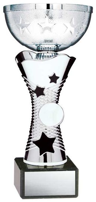 Graphite Series Plastic Cup with Stars Silver/Black on Marble Base – view 2