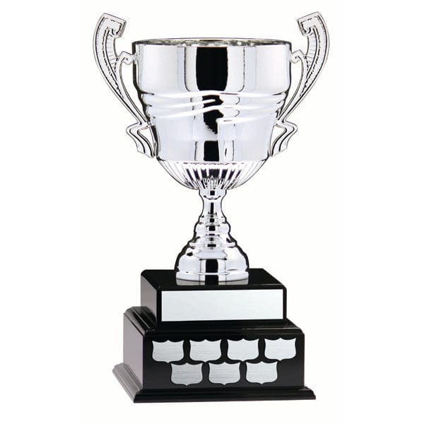 Golf annual silver cup on 2 Tier Wooden base 19 inch