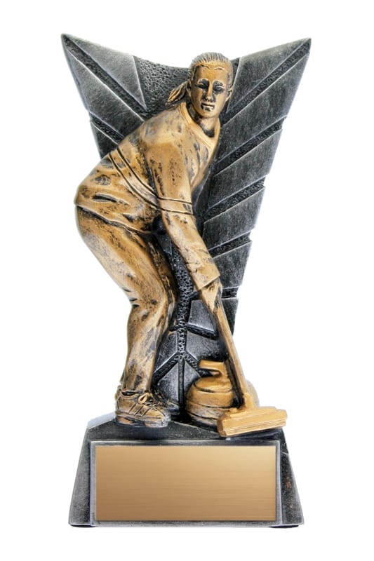 Curling Resin Trophy Delta Series, Female, Antique Silver/Antique Gold, 5 3/4