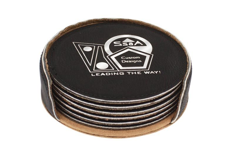 Black Coasters Round, Set of 6 – main view
