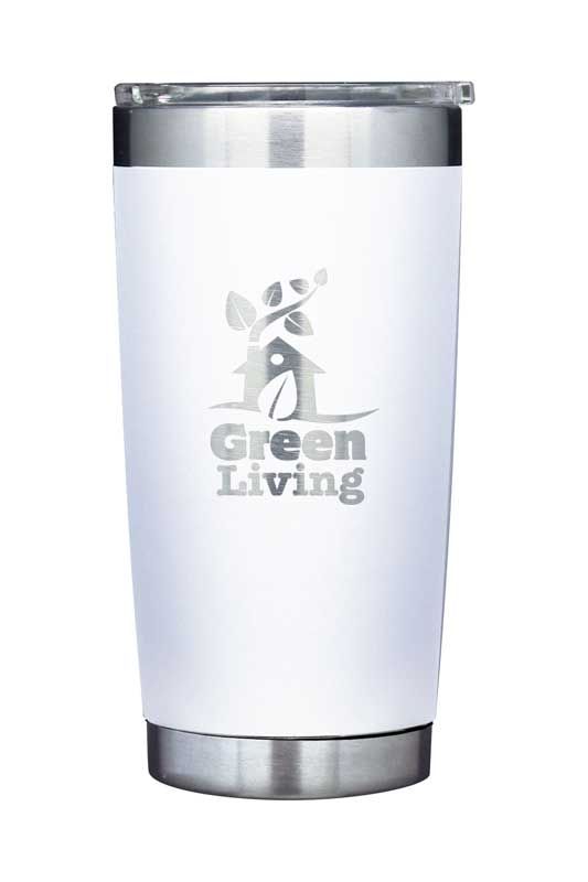 20 oz White Tumbler - side view