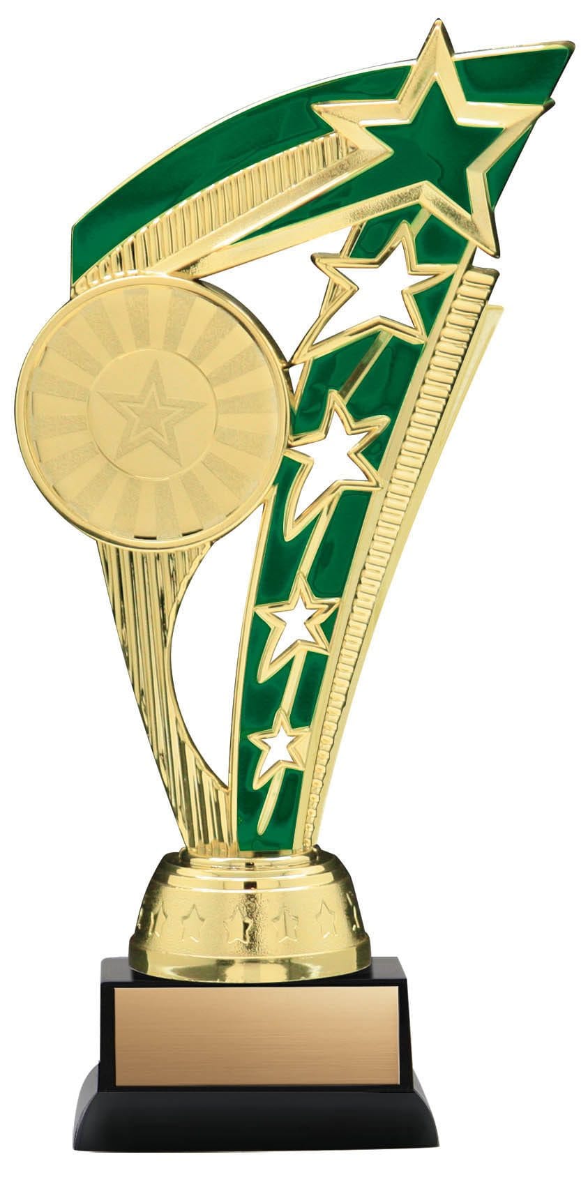 Energy Series Gold and Green Insert Trophy with Stars on Black Base, 8 1/2