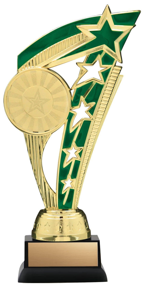Energy Series Gold and Green Insert Trophy with Stars on Black Base, 8 1/2