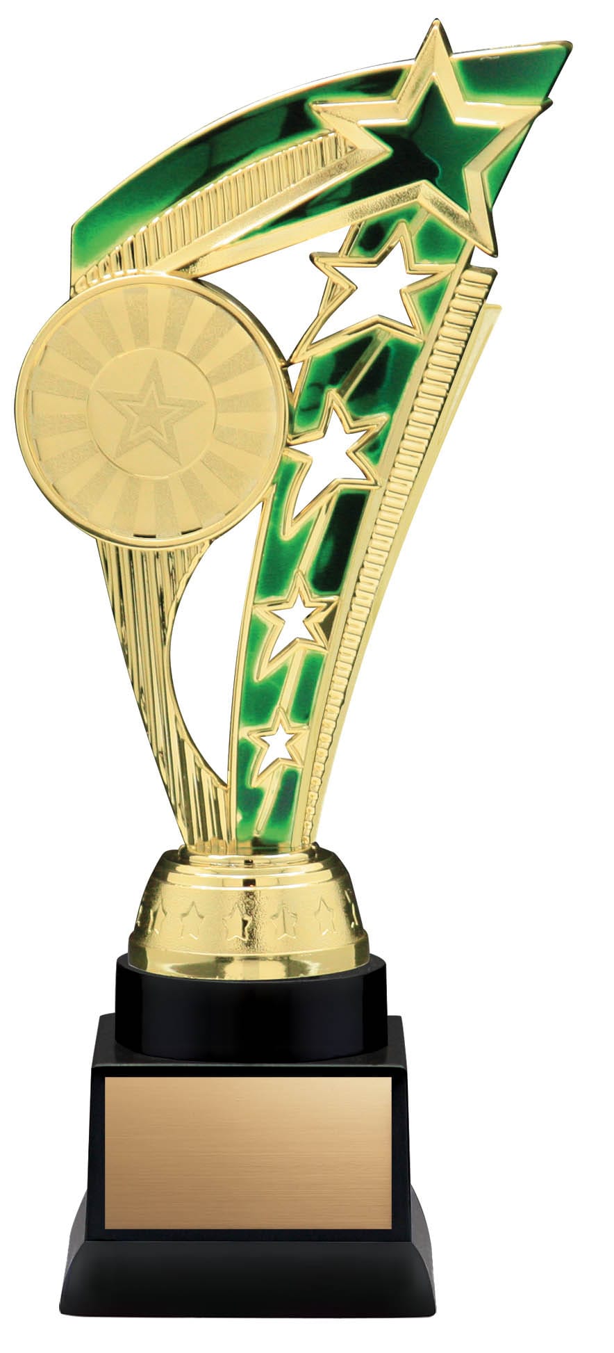 Energy Series Gold and Green Insert Trophy with Stars on Black Base, 9 1/2