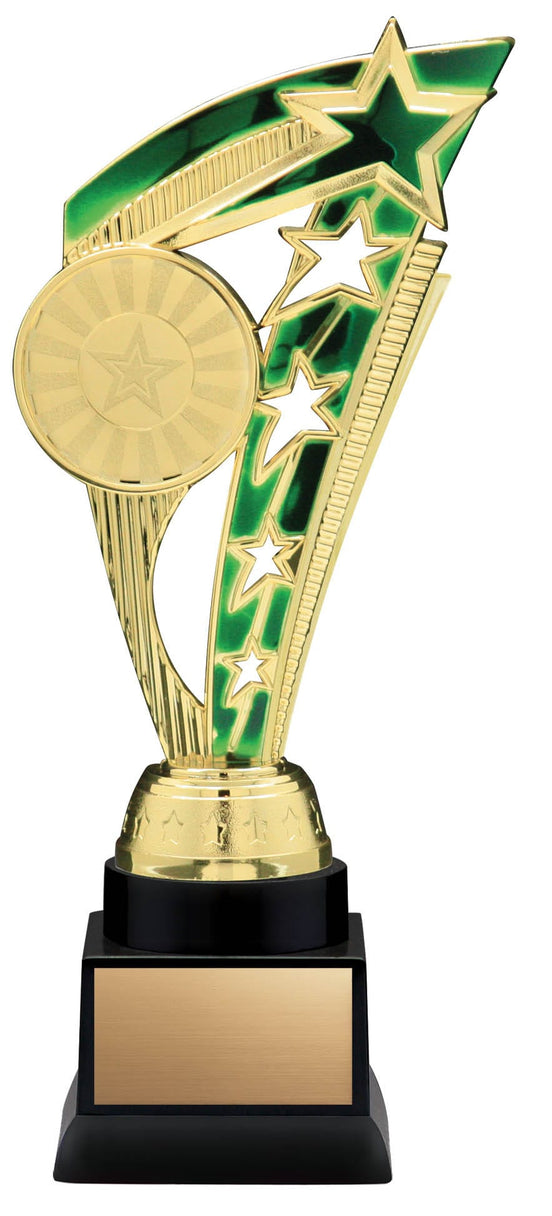 Energy Series Gold and Green Insert Trophy with Stars on Black Base, 9 1/2