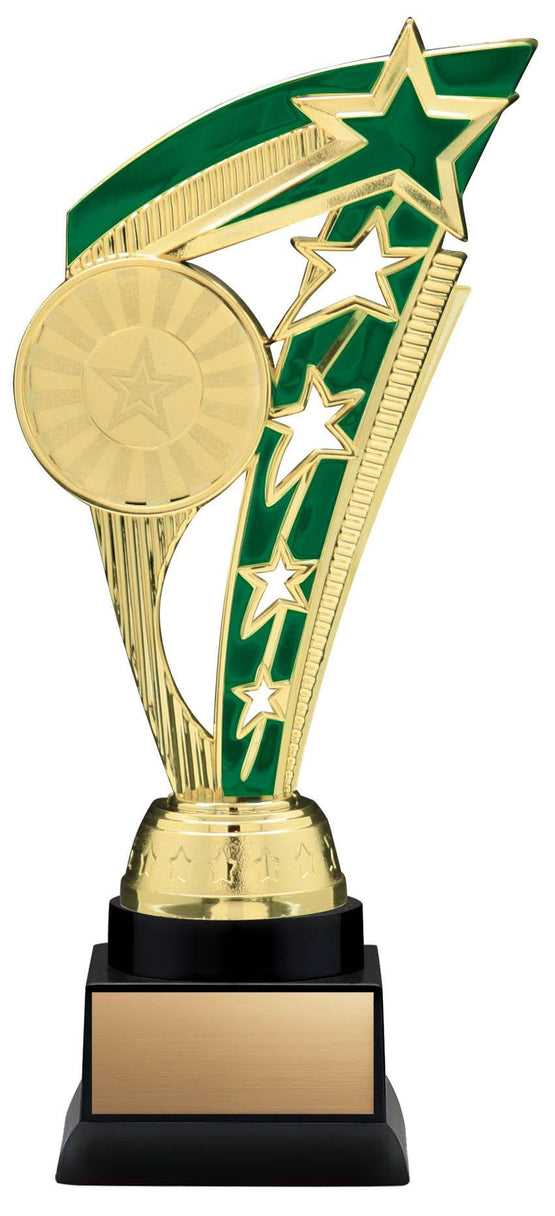 Energy Series Gold and Green Insert Trophy with Stars on Black Base, 9