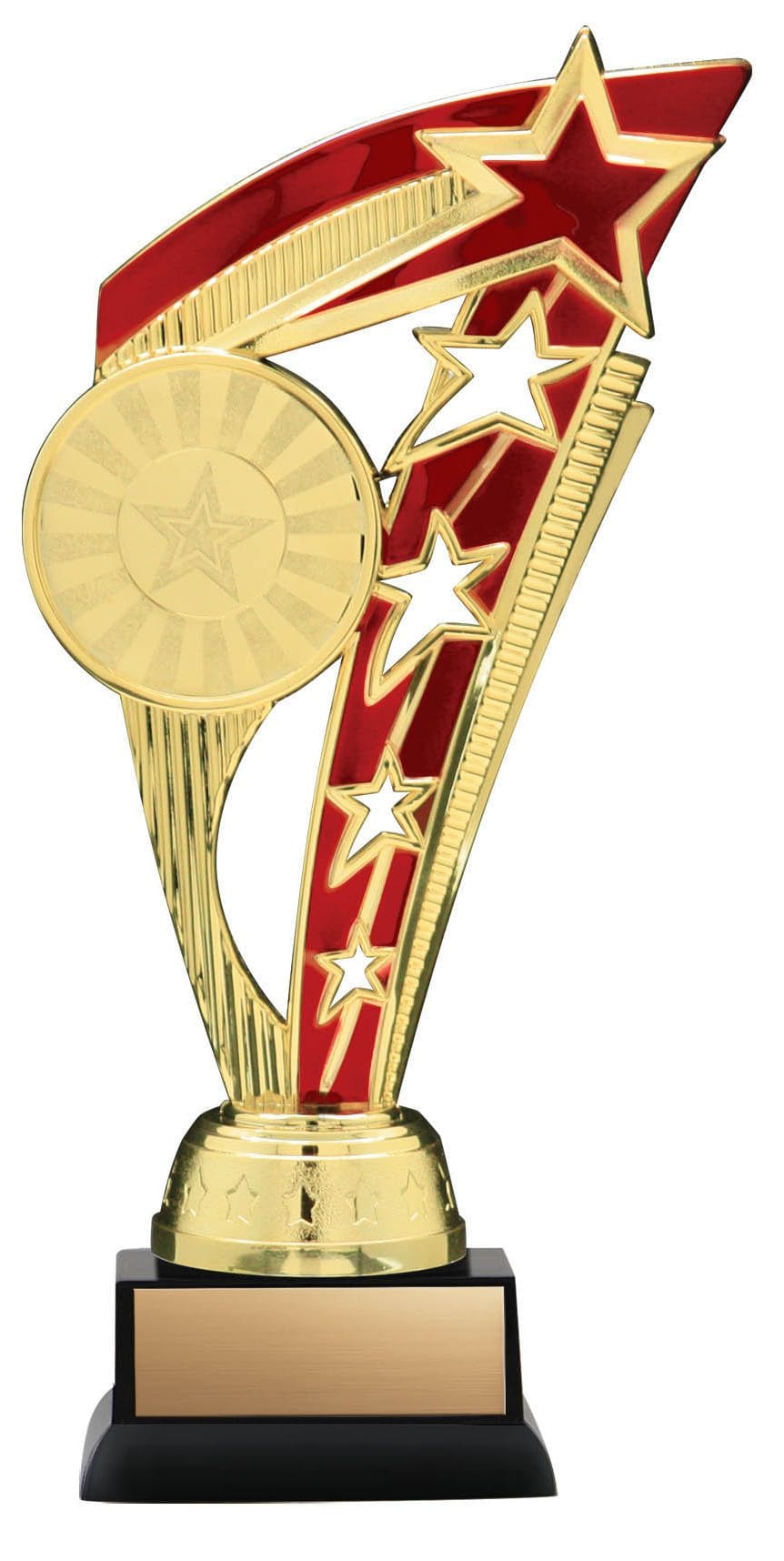 Energy Series Gold and Red Insert Trophy with Stars on Black Base, 8 1/2