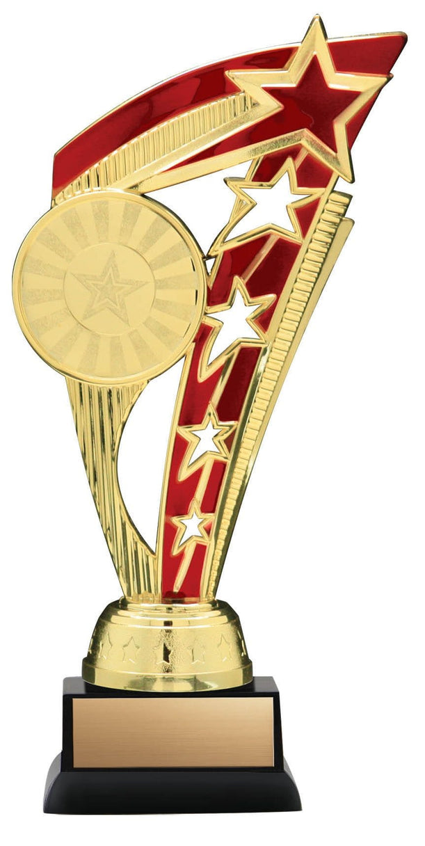Energy Series Gold and Red Insert Trophy with Stars on Black Base, 8 1/2
