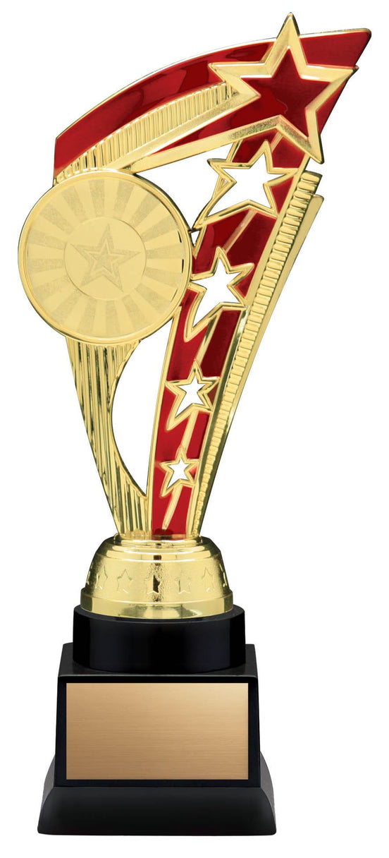 Energy Series Gold and Red Insert Trophy with Stars on Black Base, 9 1/2
