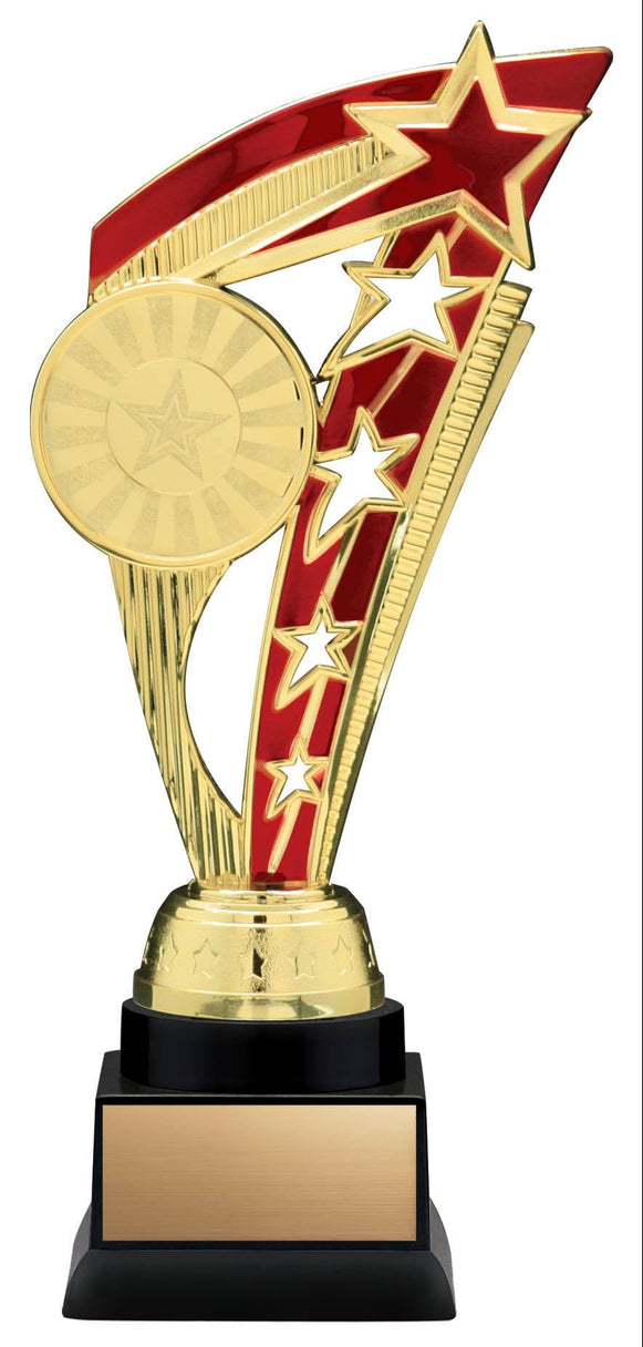 Energy Series Gold and Red Insert Trophy with Stars on Black Base, 9