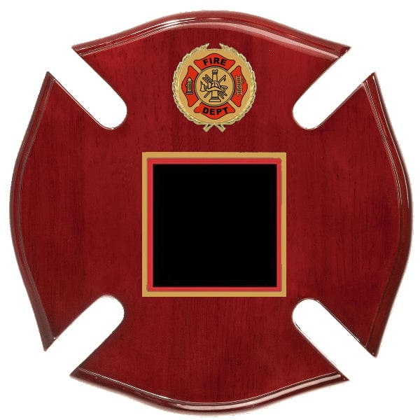 Firefighter Maltese Cross Rosewood plaque