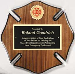 Firefighter Plaque - Maltese Cross - Wood plaque with Adornments (A2407) 12