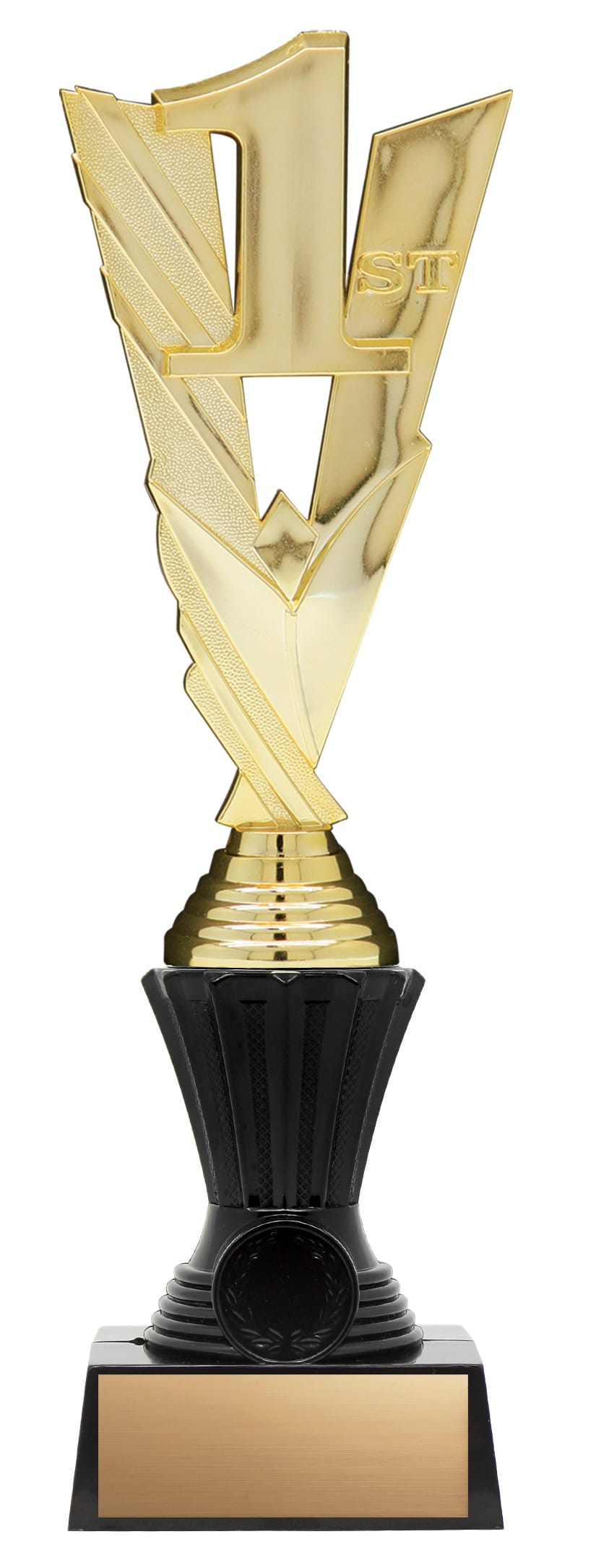 First Place Trophy Figure on Black Riser, Victory Series, Gold, 11 3/4