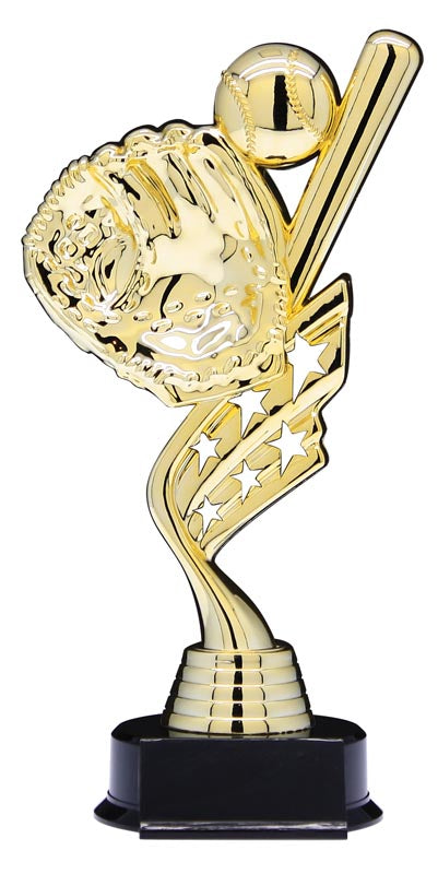 Helix Series Baseball Trophy with Stars, Sculpted Figure, 8.5