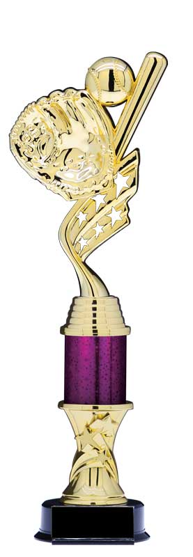 Helix Series Gold Baseball Trophy with Stars Column, 13