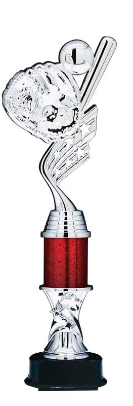 Helix Series Silver Baseball Trophy with Stars Column, 13