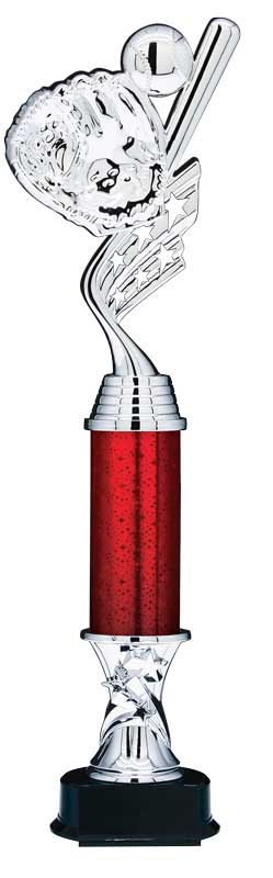 Helix Series Silver Baseball Trophy with Stars Column, 15