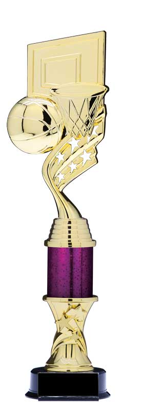 Helix Series Gold Basketball Trophy with Stars Column, 13