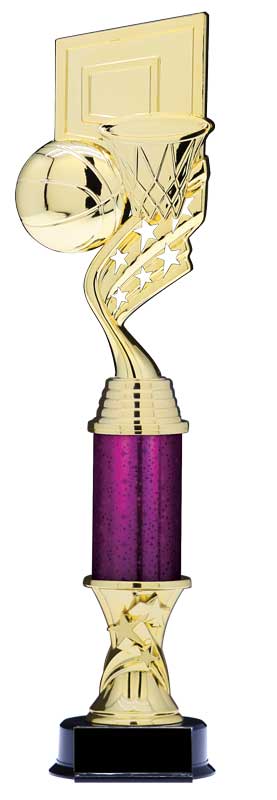 Helix Series Gold Basketball Trophy with Stars Column, 14