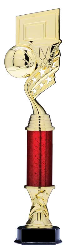 Helix Series Gold Basketball Trophy with Stars Column, 15