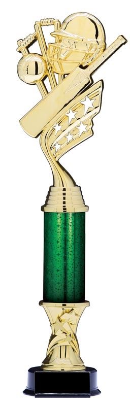Helix Gold Cricket Trophy with Star Riser and Star Column, 15