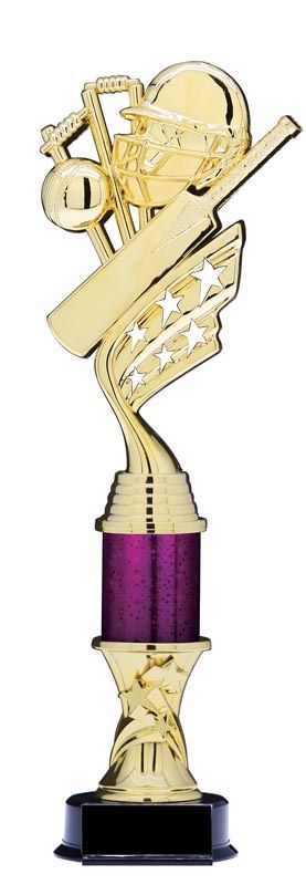 Helix Gold Cricket Trophy with Star Riser and Star Column, 13
