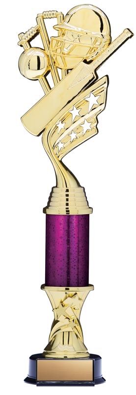 Helix Gold Cricket Trophy with Star Riser and Star Column, 14