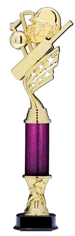 Helix Gold Cricket Trophy with Star Riser and Star Column, 15