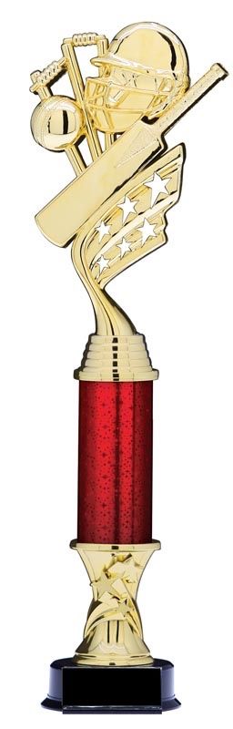 Helix Gold Cricket Trophy with Star Riser and Star Column, 15